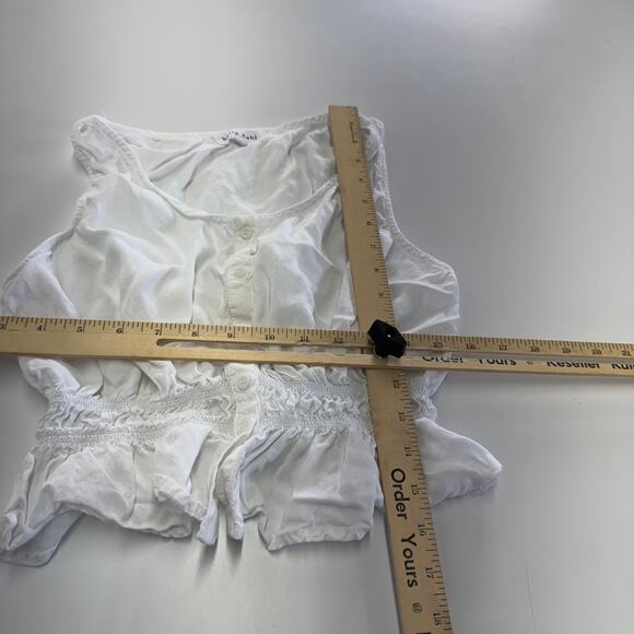 Bella Dahl Tank Top Womens Medium White Shirred Button Front‎ Blouse - Picture 8 of 8